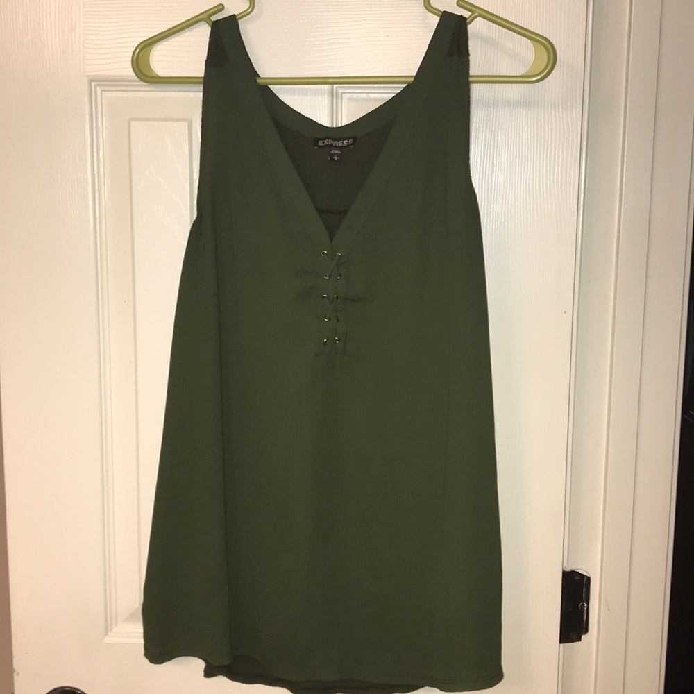 Sleeveless Olive Green Blouse